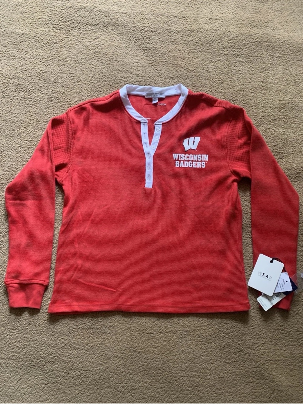 Wisconsin Badgers Red Long-Sleeve Henley Tee